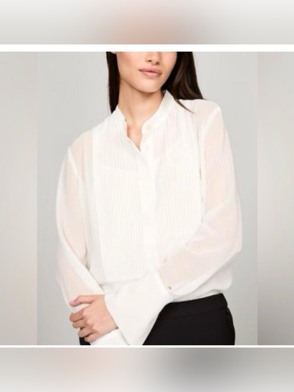 Banana Republic Sheer Tuxedo Shirt Lightweight Minimalist Size M